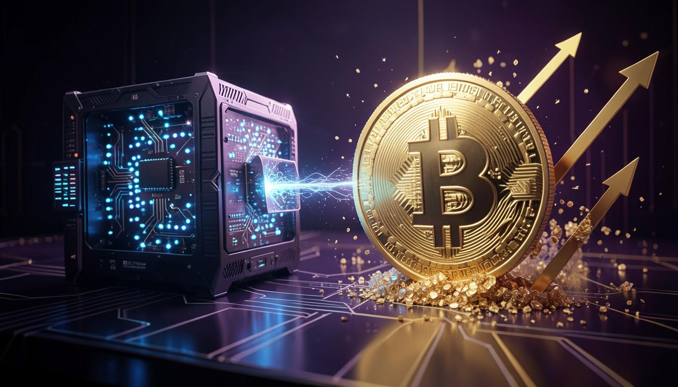 Máy tính lượng tử đối đầu với khiên bitcoin vàng cùng các mũi tên tăng trưởng